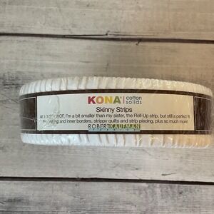 Robert Kaufman Kona Cotton White Skinny Strips Roll Up 40 Pcs Quilting Fabric